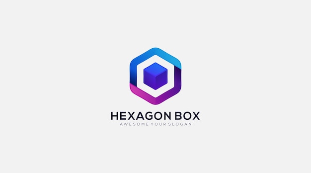 Premium gradient hexagon box logo design-vektorvorlage