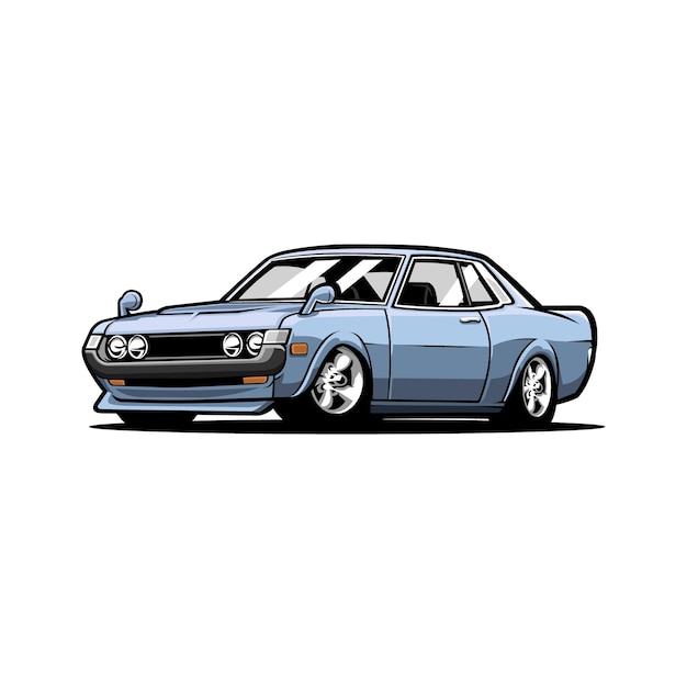 Vektor premium-klassische japanische jdm-sportwagen-vektor-illustration. am besten für jdm enthusiast t-shirt und stick