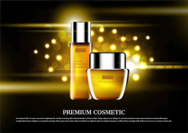 Premium-kosmetikwerbung, goldenes serum