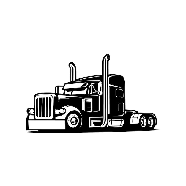 Premium-lkw-silhouette, sattelschlepper-bilder, sattelanhänger-vektorbildillustration