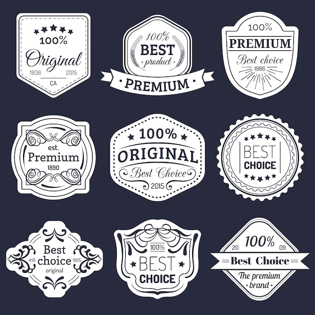 Vektor premium-logos-set best choice-embleme qualitätsabzeichen wird für werbemarken usw. verwendet