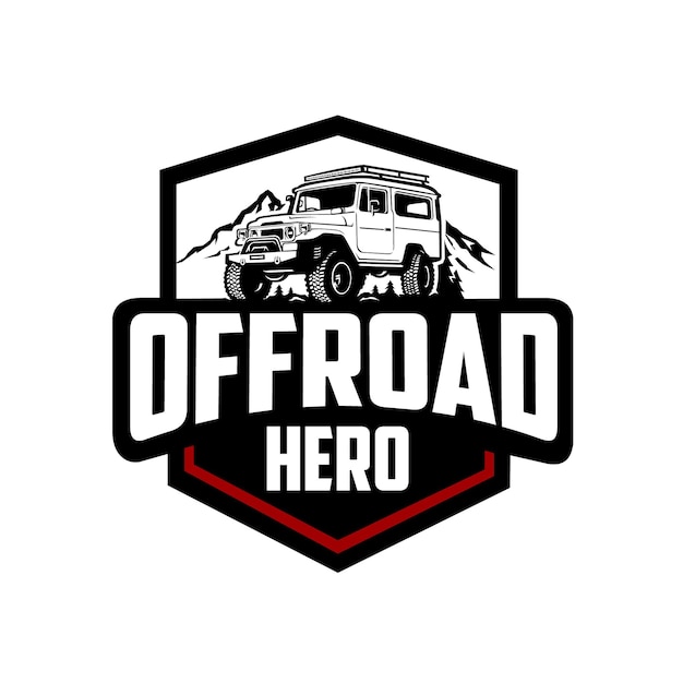 Premium-offroad-helden-logo-abzeichen-emblem. am besten für das design von autoaufklebern geeignet