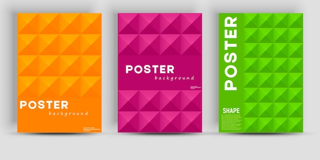 Premium-plakatlayouts im minimalistischen stil. geometrische elemente der fliese im hintergrund, vertikales cover-design.