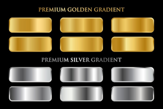 Premium Set Knöpfe glänzend gold und silber