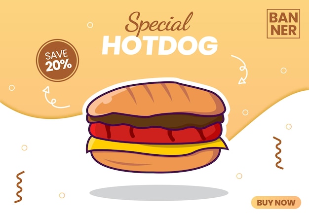 Premium-Vektor-Hot-Dog-Banner-Vorlage