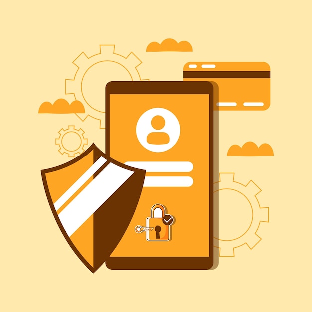 Premium-vektor l vektorbild des datensicherheitssymbols auf dem hintergrund des mobiltelefons