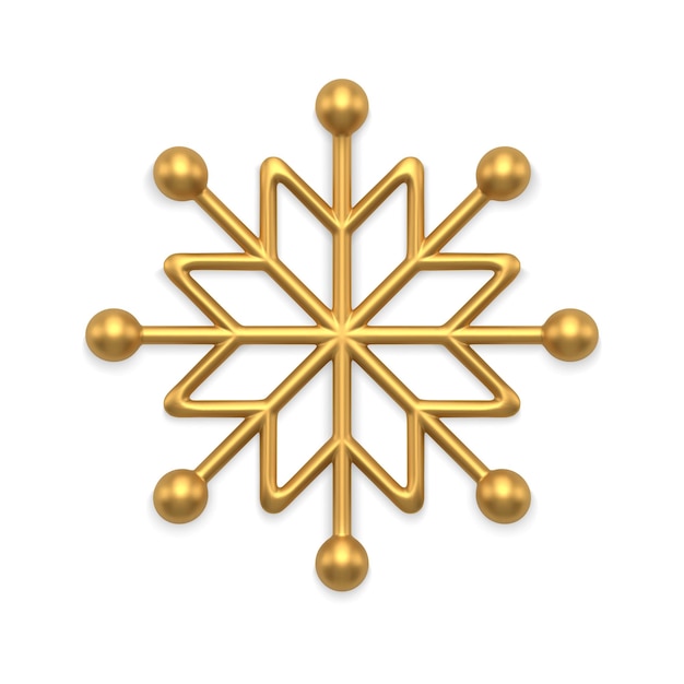 Premium-weihnachtsspielzeug goldene glänzende metallische schneeflocke dekorativer kreisverzierungsvektor