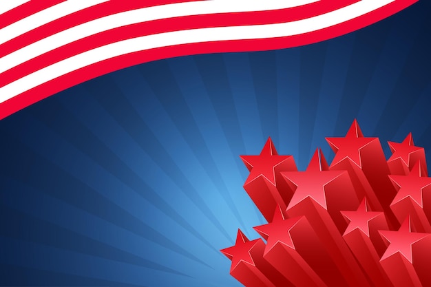 Presidents day background designwith american flag star und copy space area