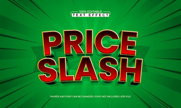 price slash bearbeitbarer Text-Effekt mit einem Promo- und Verkaufstext-Stil