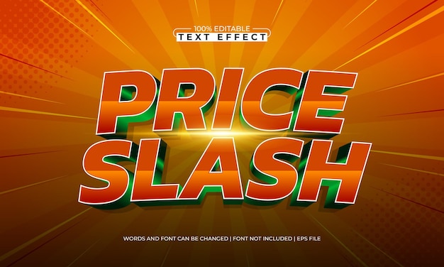 price slash bearbeitbarer Text-Effekt mit einem Verkaufs- und Angebotstext-Stil