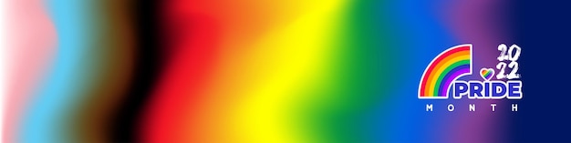 Pride-Banner mit LGBT-Flaggenwelle Pride Month 2022 Vector Illustration Pride Rainbow Flag Wave Design Element Design-Vorlage Grußkarte Poster Banner Website isoliert auf weißem Hintergrund