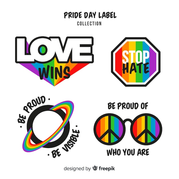 Vektor pride day labels-auflistung