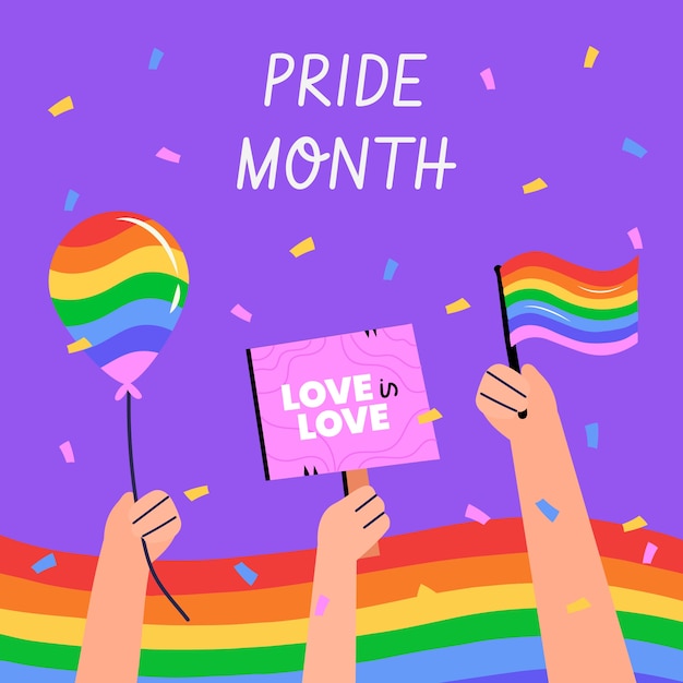 Vektor pride month handgezeichnete flache lgbt-illustration