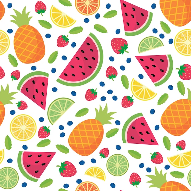 Printfruit und Beeren Musterdesign Vektorbild