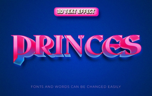 Prinzessin 3d bearbeitbarer texteffektstil