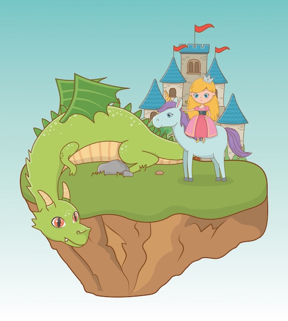 Prinzessin drache und pferd von märchen-design