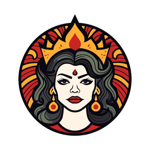 Prinzessin indisches chicano-mädchen handgezeichnete logo-design-illustration