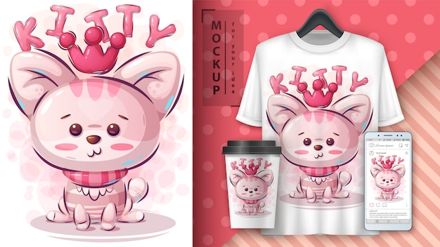 Vektor prinzessin kitty illustration und merchandising