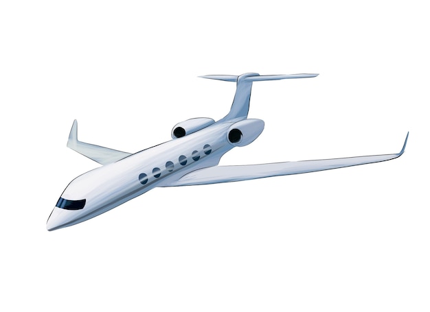 Privatjet Business Jet Illustration Luxuriöses zweimotoriges Passagierflugzeug Flugzeug