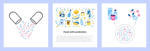 Probiotika und magen-darm-gesundheitskonzept nützliche gute bakterien und mikroorganismen