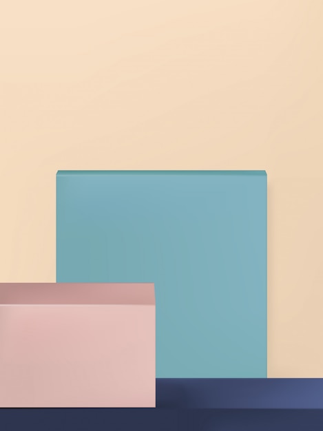 Produktanzeige Hintergrund oder Plattform mit minimaler Geometrie, Beige, Hellblau & Beige, Porträt