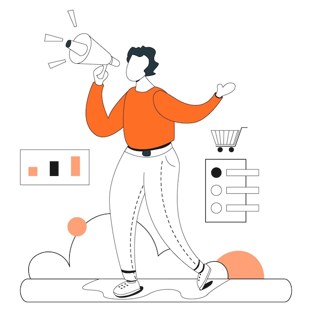 Produktwerbung Shopping Illustration Flat Line