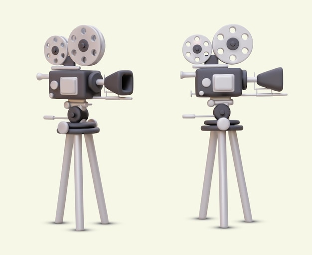Professionelle 3D-Videokamera in verschiedenen Positionen Ausrüstung für hochwertige Videoaufnahmen