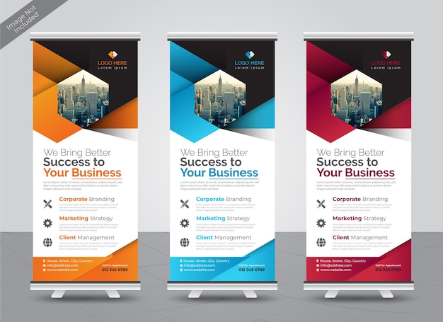 Professionelle bunte Roll-up-Standee-Banner-Designvorlage für Unternehmen