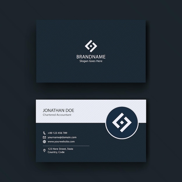 Professionelle Corporate Business Card in dunkelblauem Premium-Vektor