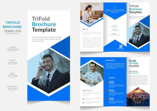 Vektor professionelle corporate modern business trifold broschüre design editierbare vorlage
