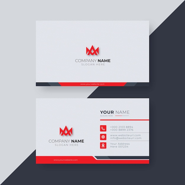 Professionelle elegante rote und weiße moderne visitenkarten-design-vorlage