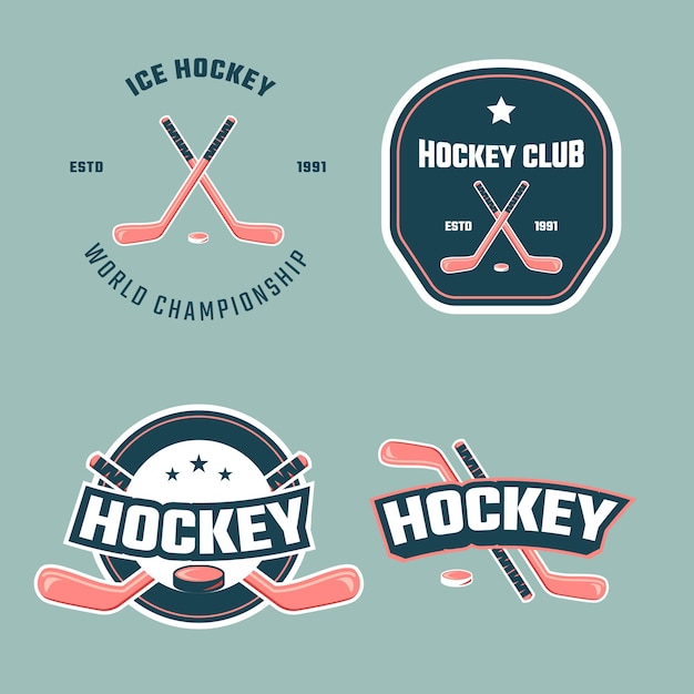 Vektor professionelle hockey-abzeichen-logo-design-set-icon-vorlage auf hellblauem hintergrund