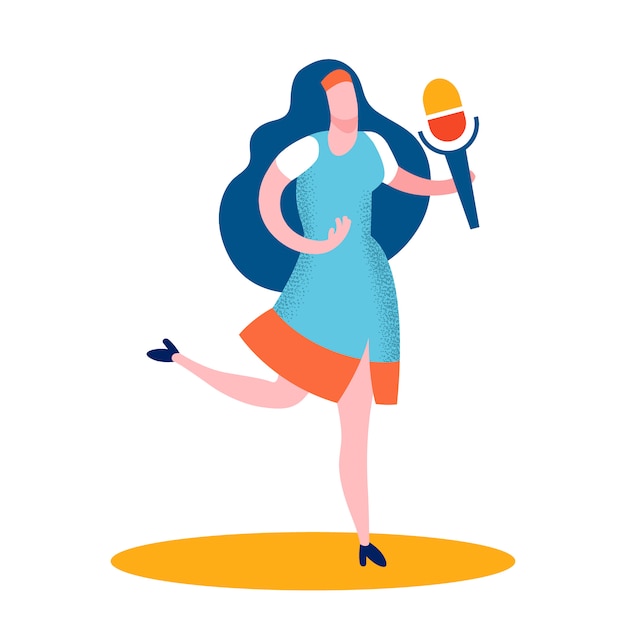 Professionelle Sängerin Flat Color Illustration