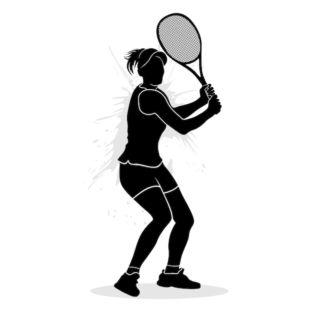 Vektor professionelle tennisspielerin silhouette vektor