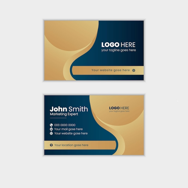 Professionelle und kreative goldene formen mit farbverlauf, luxuriöse horizontale visitenkarten-designvorlage