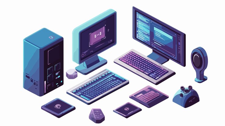 Vektor professioneller 3d-computing-diensttechnik symbolvektor isoliert