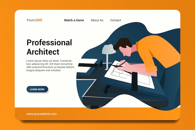 Vektor professioneller architekt landing page hintergrund.