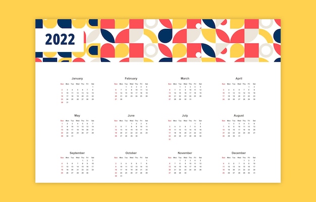 Professioneller geschäftskalender 2022 im geometrischen stil