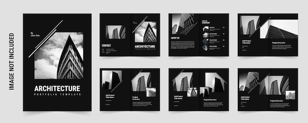 Professionelles architektur-portfolio oder portfolio-vorlagendesign im a4-format