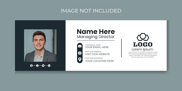 Professionelles e-mail-signatur-vorlagendesign mit platz für das foto des autors