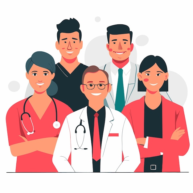 Professionelles Gesundheitsteam, das medizinische Konzepte und Zusammenarbeit veranschaulicht