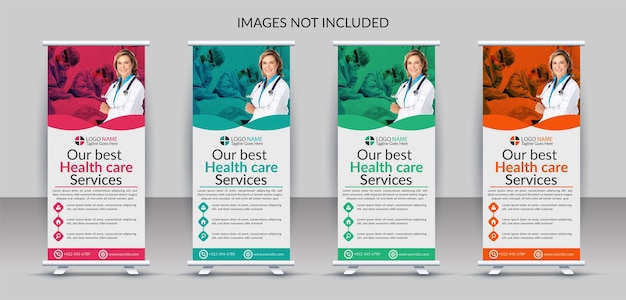 Professionelles roll-up-banner-vorlagendesign für das medizinische gesundheitswesen