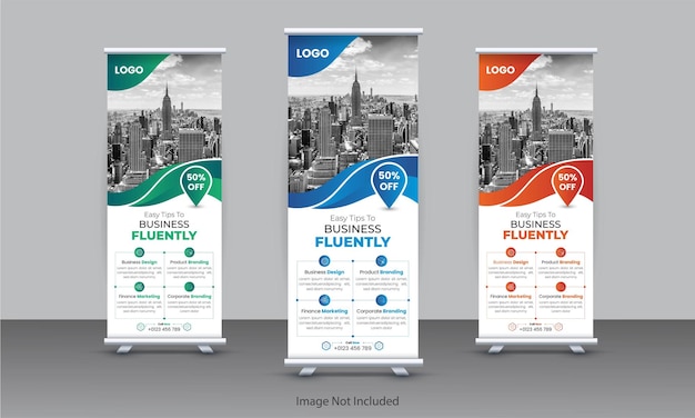 Professionelles Roll-Up-Banner-Vorlagendesign für die Präsentation