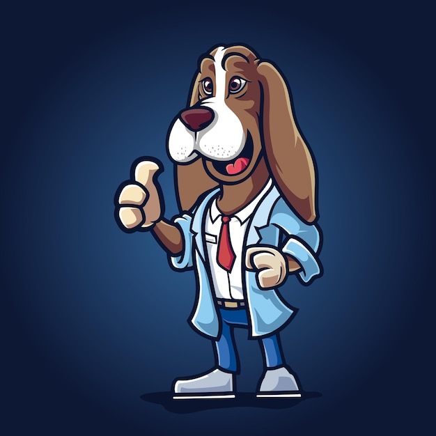 Professor doktor hund maskottchen cartoon