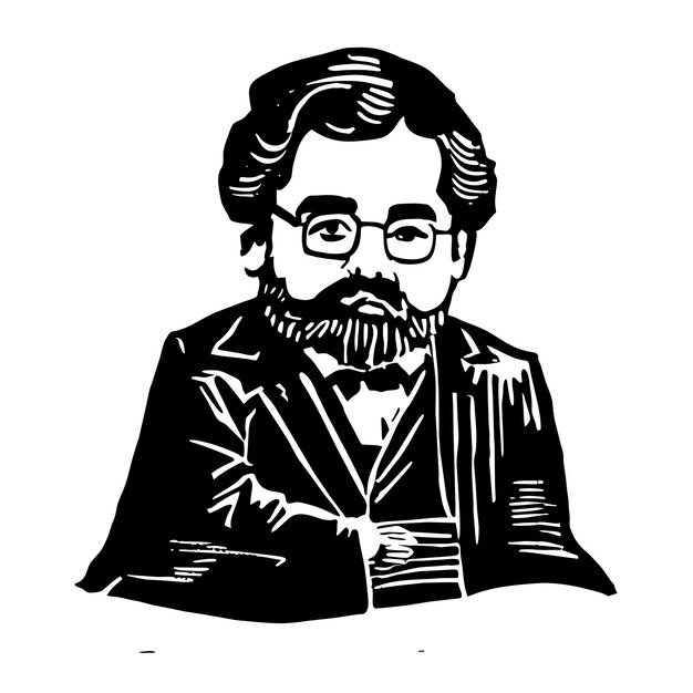 Professor handgezeichnetes cartoon-aufkleber-symbol-konzept isolierte illustration