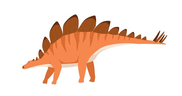 Profil von stegosaurus dino mit stacheln und platten auf rücken und schwanz. ausgestorbener dinosaurier der alten jurazeit. prähistorischer charakter. flache cartoon-vektor-illustration isoliert auf weißem hintergrund
