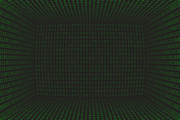 Programm Datum 3D-Hintergrund Grüne Programmierung Binärkodierung Matrix Hacker Vektor
