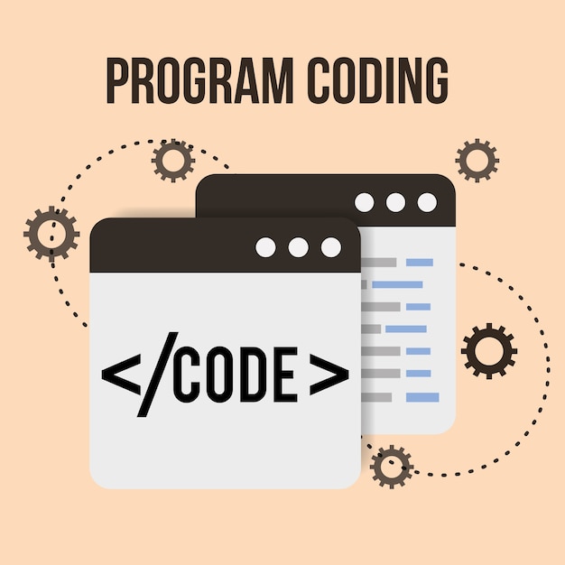 Programmcodierungswebsite-Prozess-Software-Vektorillustration