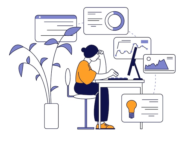 Programmierer bei der Arbeit Geek arbeitender App-Entwickler am Computer Engineer Coding Hacker Character Technology Service oder Web-Support aktuelles Vektorkonzept