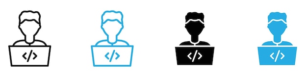 Programmierer-Ikonen für die Programmierung, Softwareentwicklung und Tech-Industrie